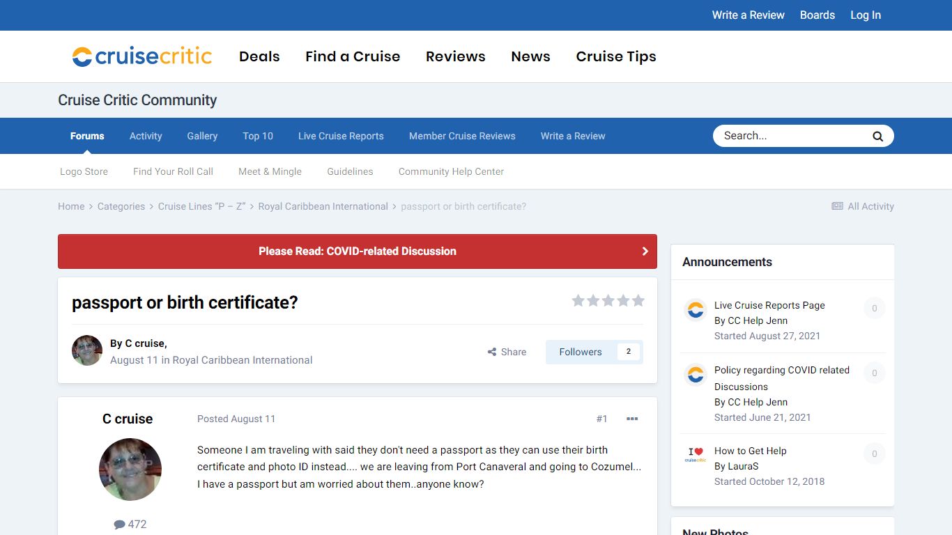 passport or birth certificate? - Royal Caribbean International - Cruise ...